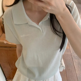 Summer short-sleeved colored knit