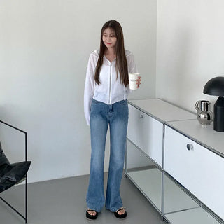 Long bootcut denim pants