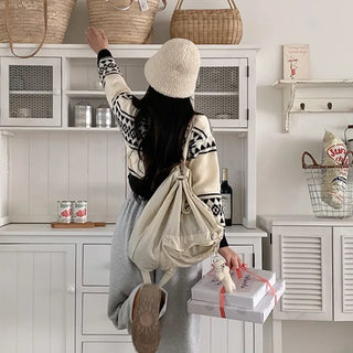 Loose-fit Nordic color short knit cardigan