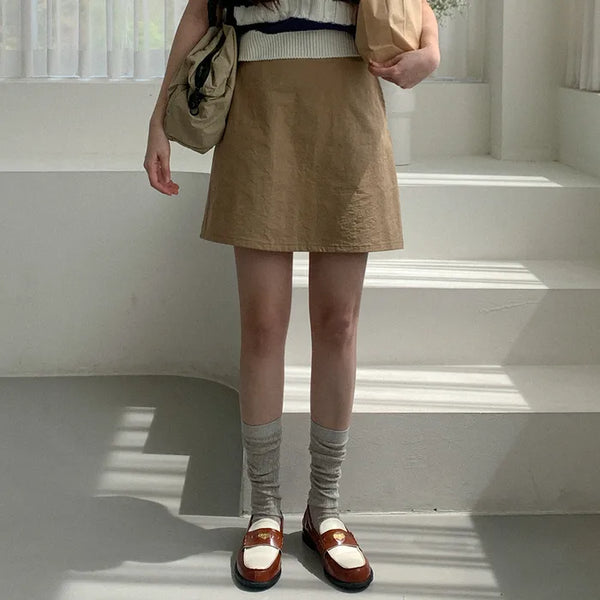 Elastic waist cotton mini skirt