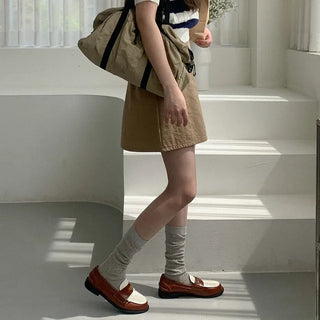 Elastic waist cotton mini skirt
