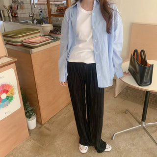 Pleated elastic waist pants