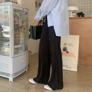 Pleated elastic waist pants