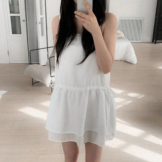 Chiffon tiered mini camisole dress
