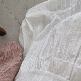 Skirt-style long lace elastic waist pleated skirt