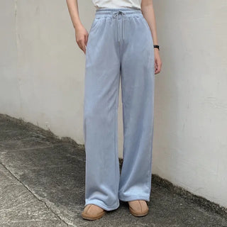 Fleece-lined ribbed wide-leg training pants
