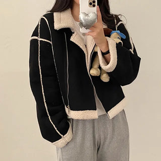 Boa Collar Loose Fit Shearling Coat