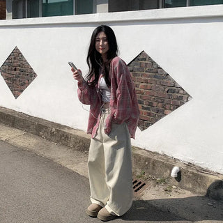 Pink checkered oversized shirt