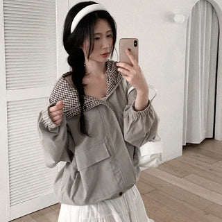Checkered Pattern Mountain Parka