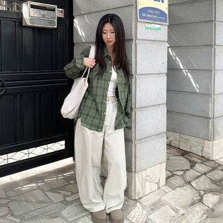 Vintage-style oversized check shirt