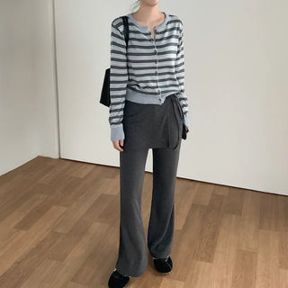(Set) Layered-style pants & mini skirt set