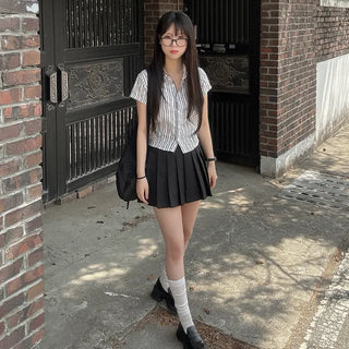 Striped short-sleeved shirt