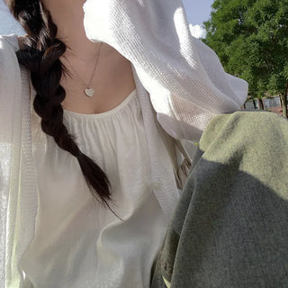 Linen knit sheer V-neck cardigan