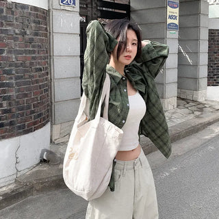 Vintage-style oversized check shirt