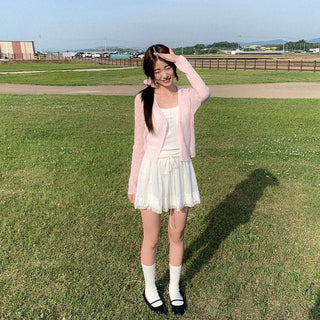 [5 colors] Sheer knit lightweight summer V-neck cardigan