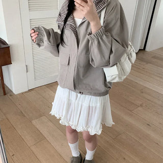 Checkered Pattern Mountain Parka