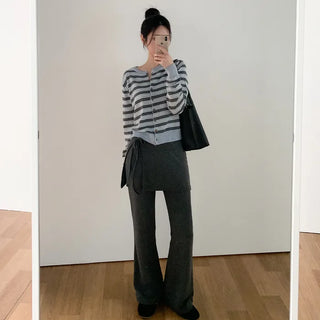(Set) Layered-style pants & mini skirt set