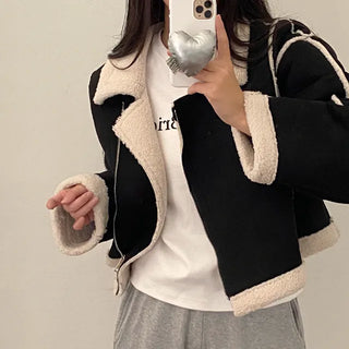 Boa Collar Loose Fit Shearling Coat