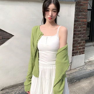 Lace Button Layered Camisole [with built-in cups]