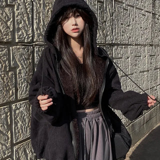 Fleece corduroy fur parka