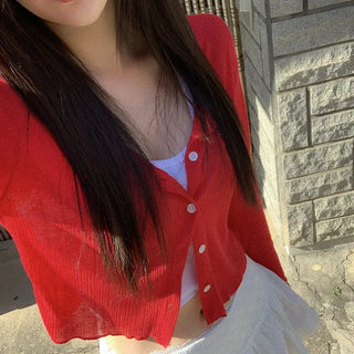Cropped Layered Round Neck Cardigan