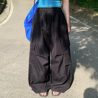 [3 colors] Cargo Wide Jogger Nylon Training Pants