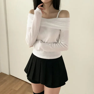 Pleated A-line mini skirt
