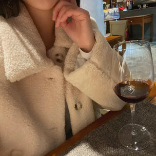 Boa quilted loose-fit short fur jacket