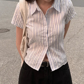 Striped short-sleeved shirt