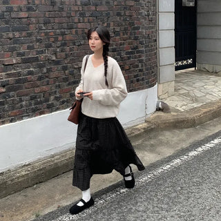 Frilled check tiered skirt
