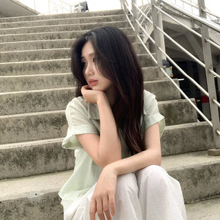 Oversized striped sheer roll-up shirt