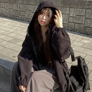Fleece corduroy fur parka