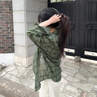 Vintage-style oversized check shirt