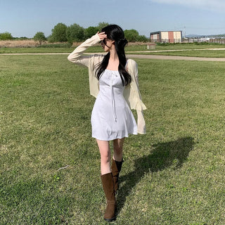 [5 colors] See-through V-neck cardigan