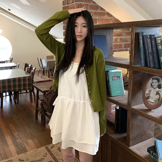Chiffon tiered mini camisole dress