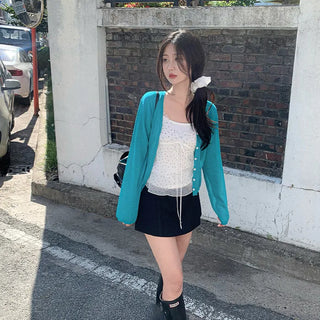 [4 colors] Sun protection sheer lightweight V-neck summer cardigan