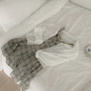 Checked layered mini dress