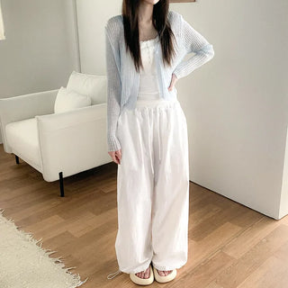 [5 colors] Sheer knit lightweight summer V-neck cardigan