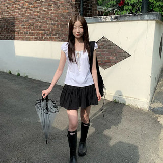 [4 colors] Tiered Skirt Mini Skirt