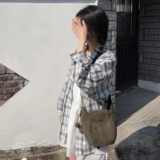 Large size check shirt