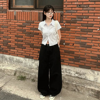 Striped short-sleeved shirt