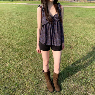Shirred frill camisole summer blouse