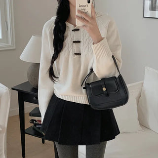 Hooded wool cable knit sweater