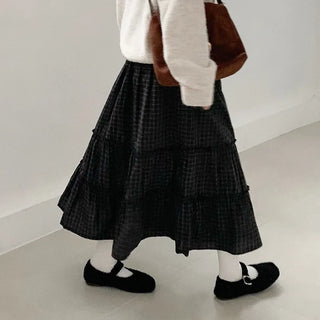 Frilled check tiered skirt