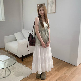 [3 colors] Checkered bustier set blouse plus size summer dress