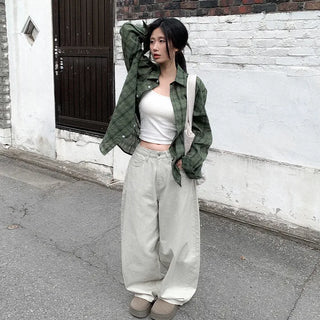 Vintage-style oversized check shirt