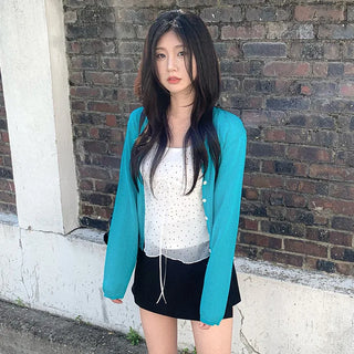 [4 colors] Sun protection sheer lightweight V-neck summer cardigan