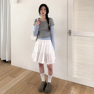 Chiffon tiered ruffle midi skirt