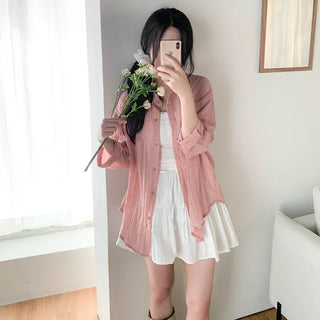 Lightweight, oversized checkered summer shirt cardigan