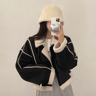 Boa Collar Loose Fit Shearling Coat